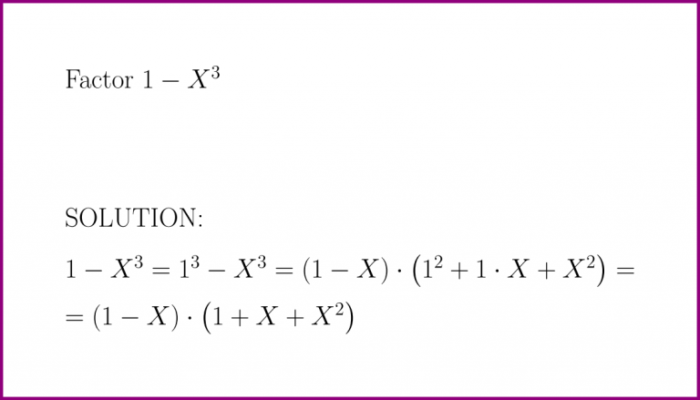 Factor 1 X^3 (problem with solution)